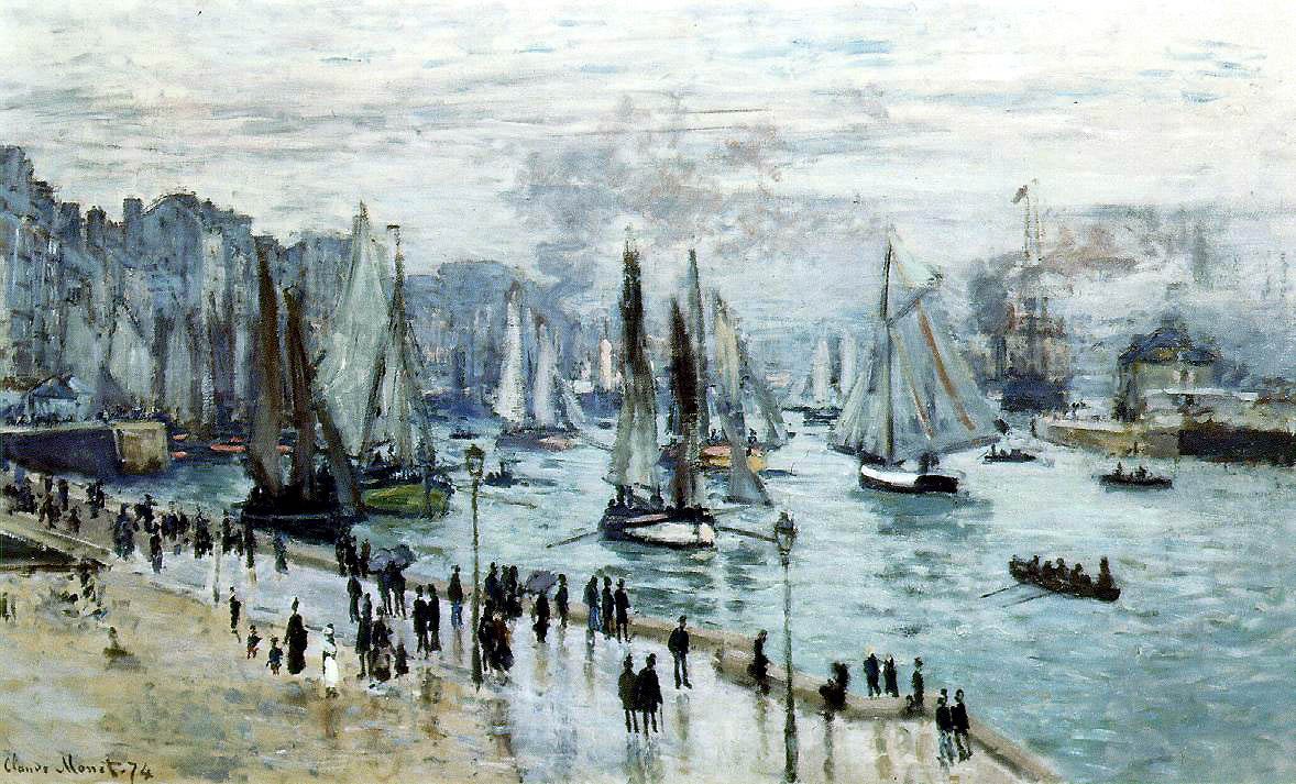 Barcos de pesca saliendo del puerto, Le Havre de Claude Monet