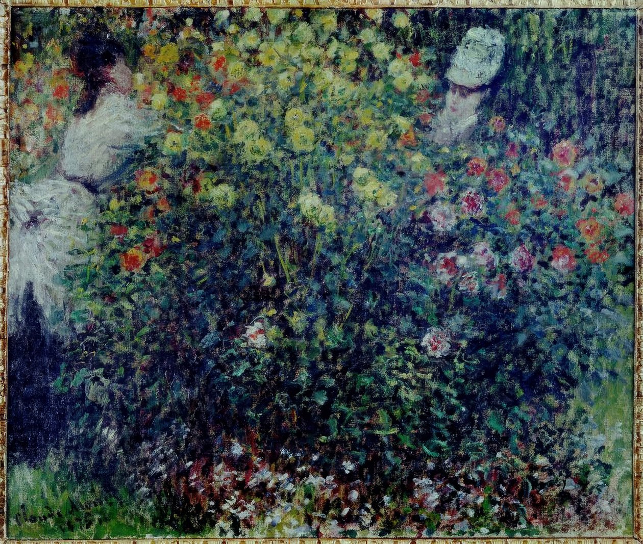 Jóvenes en un macizo de dalias de Claude Monet