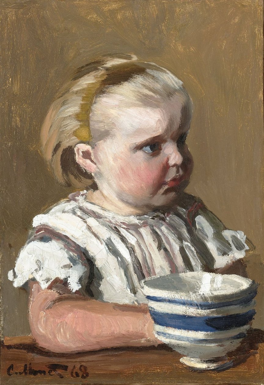 El niño con la taza, retrato de Jean Monet de Claude Monet