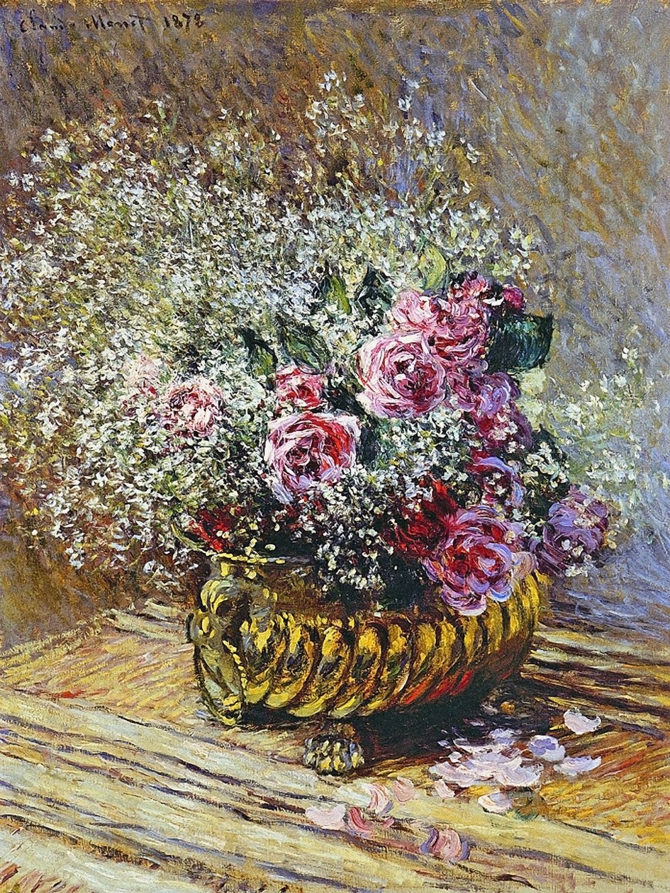Rosas en un Jarrón de Cobre, 1878 de Claude Monet