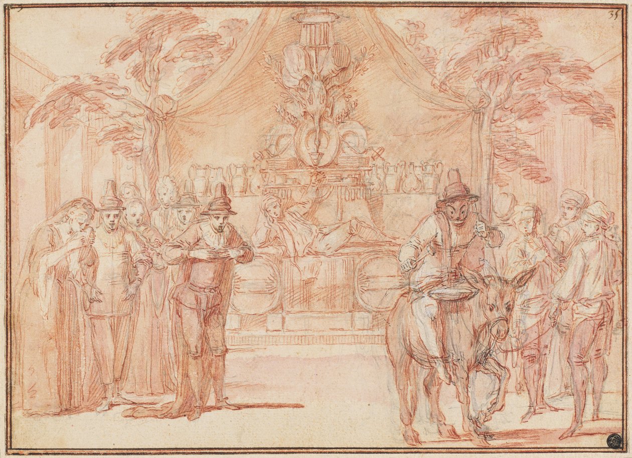 Escena de "La tumba del maestro André" de Claude Gillot