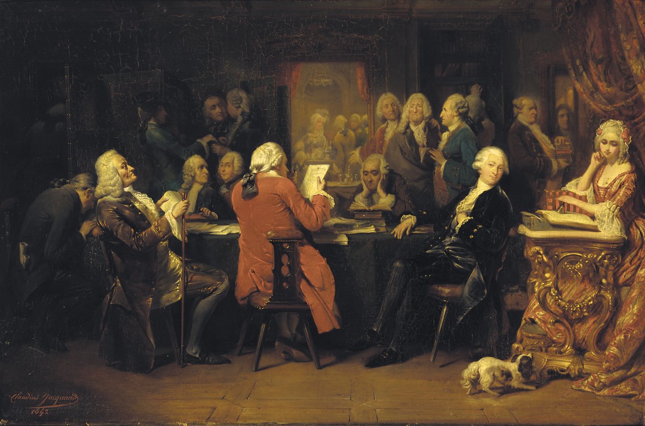 Voltaire en la Sala de Lectura en Procope de Claude Jacquand