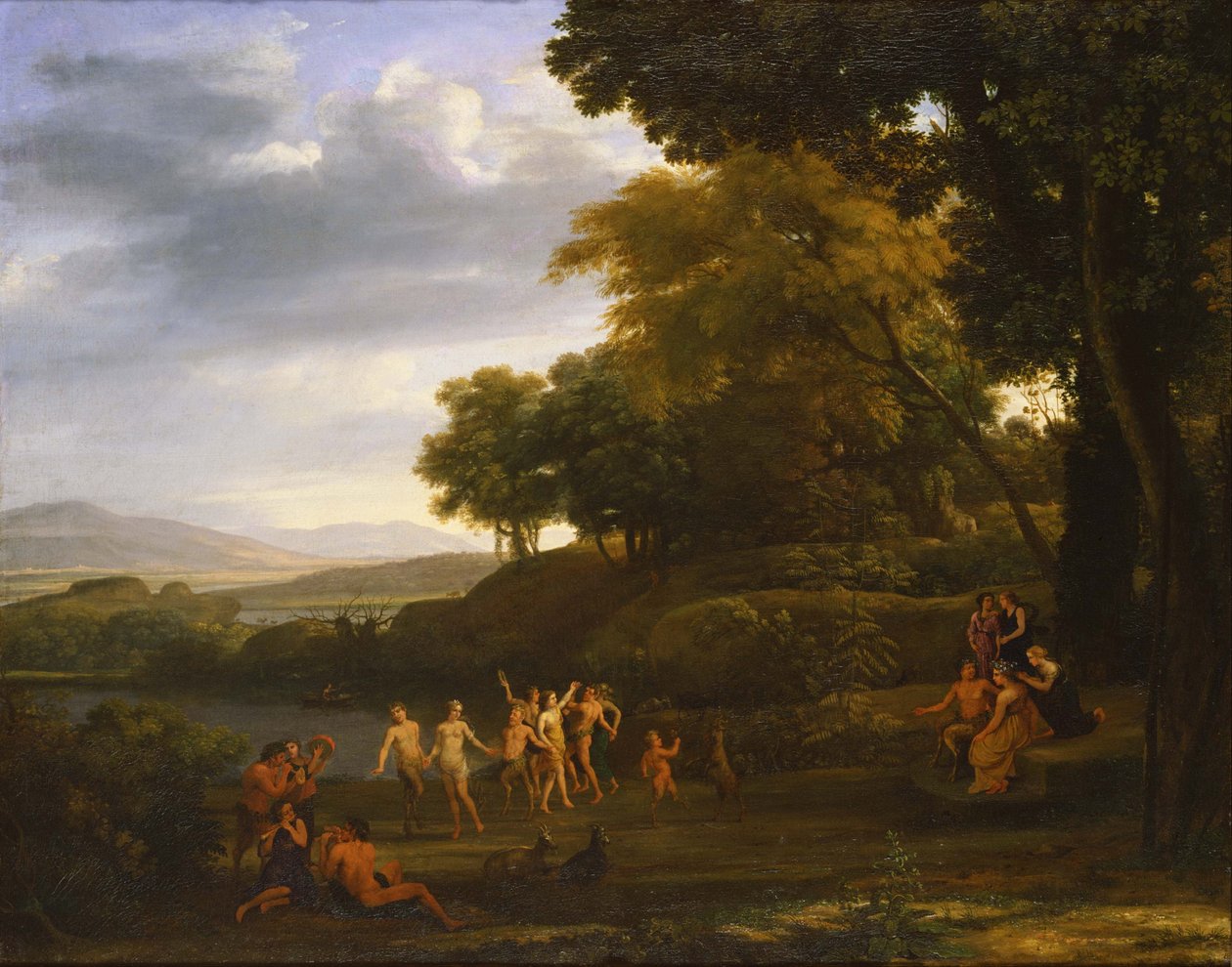 Paisaje con sátiros y ninfas danzantes. de Claude Lorrain