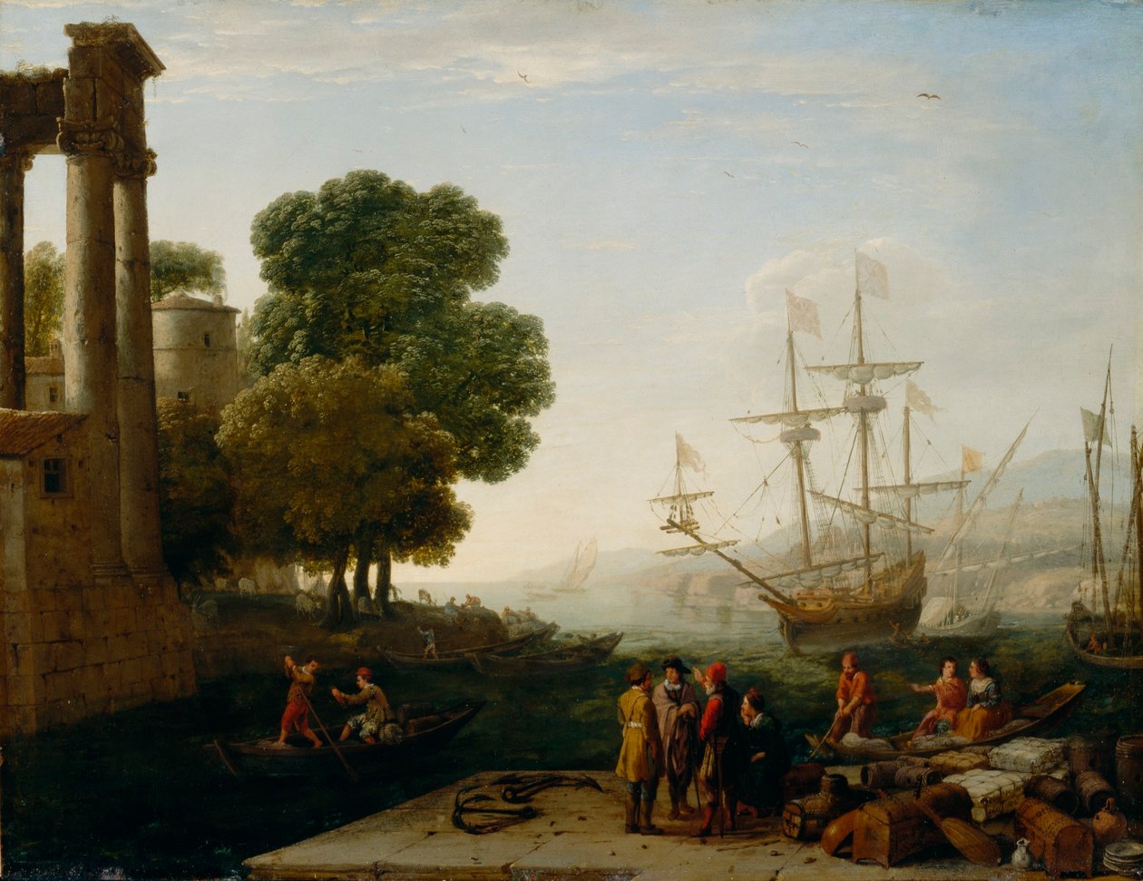Un puerto al atardecer de Claude Lorrain