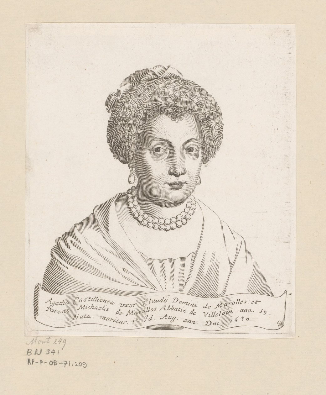 Retrato de Águeda de Chatillon de Claude Mellan