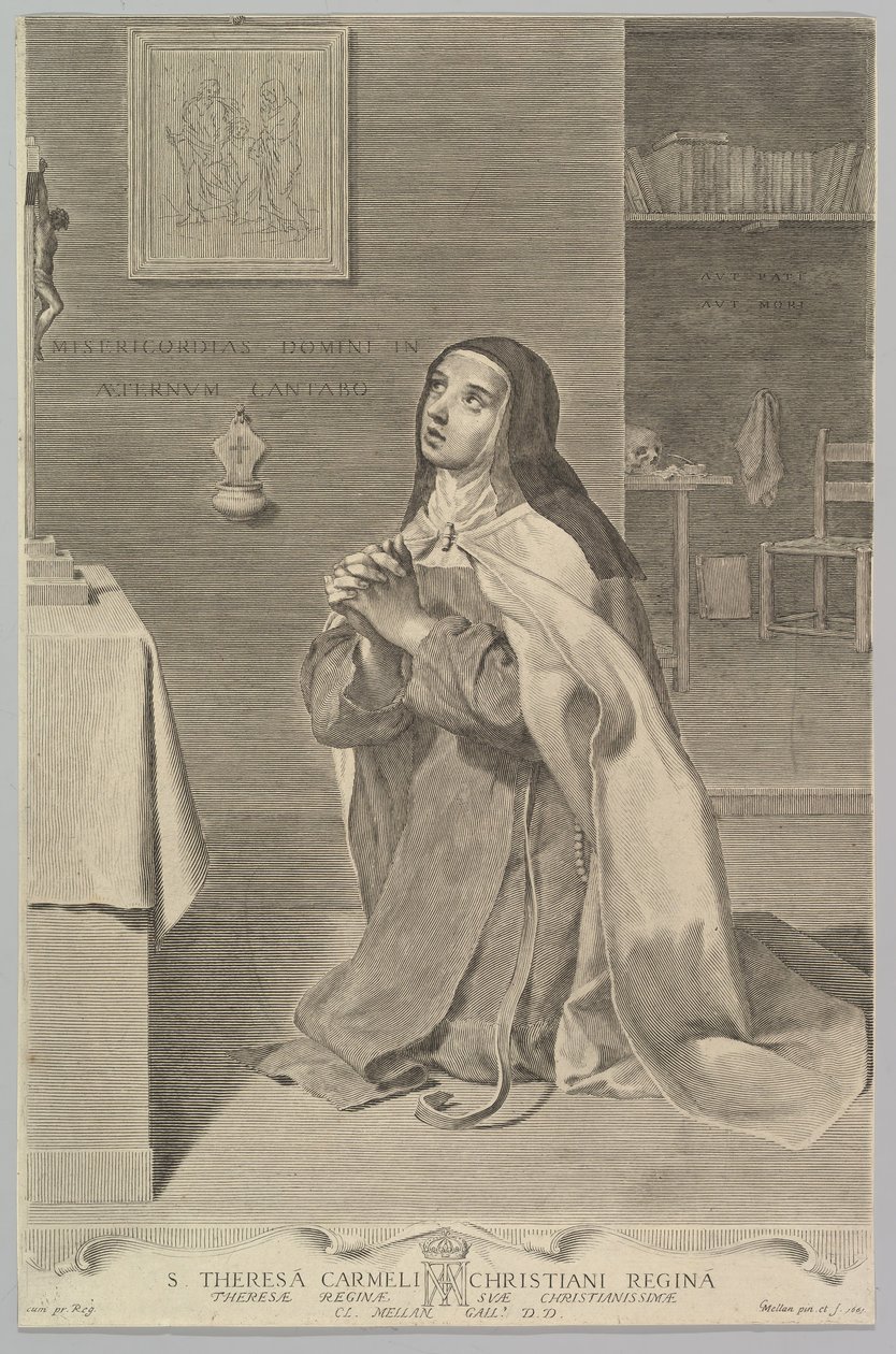 Santa Teresa Arrodillada en Oración de Claude Mellan