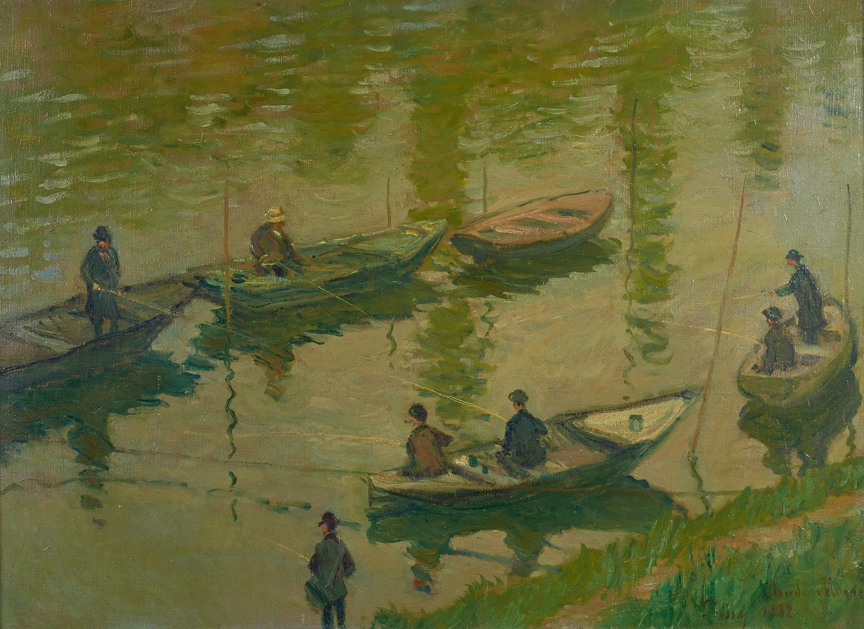 Pescadores en el Sena en Poissy de Claude Monet