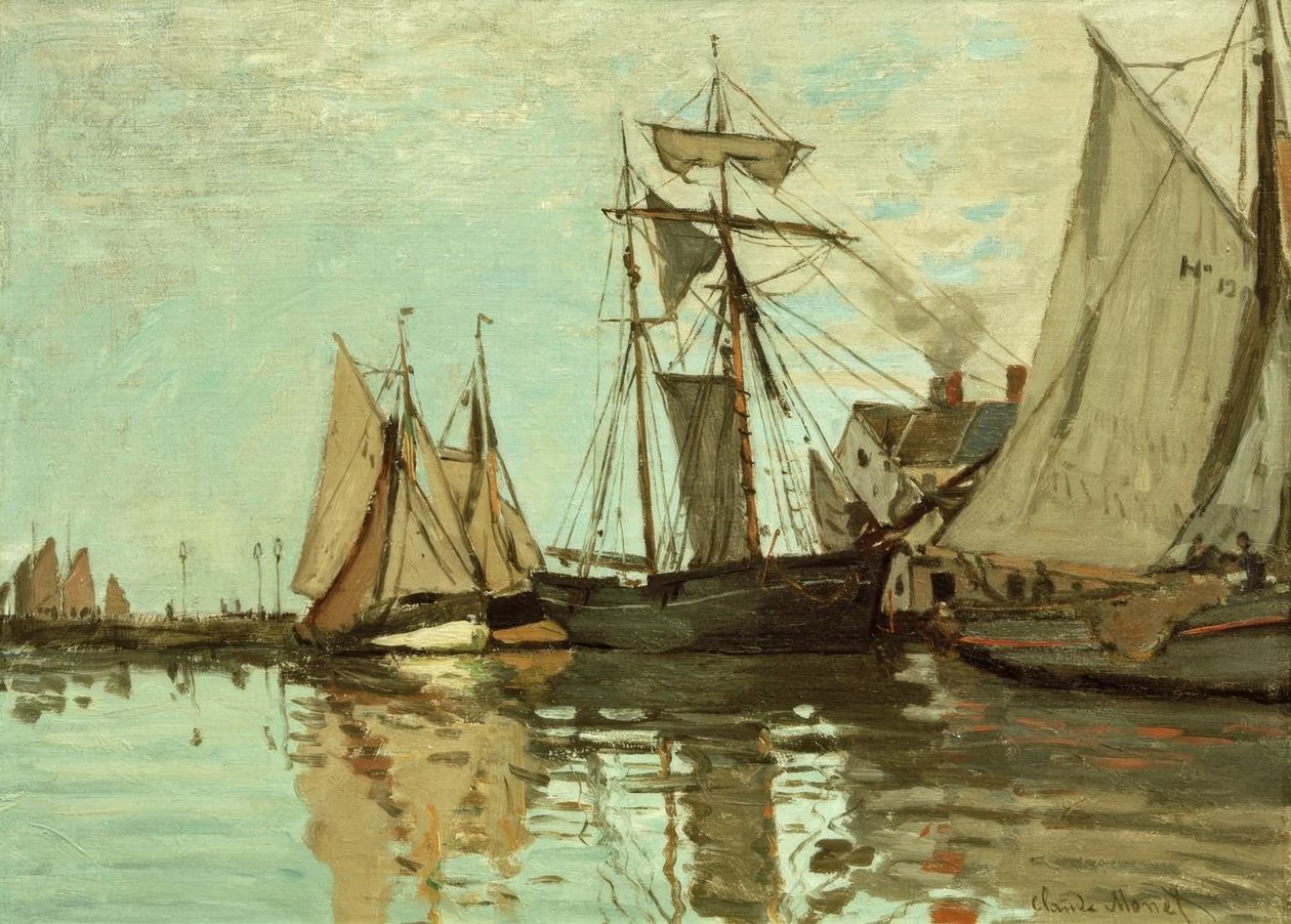 Barcos en el puerto de Honfleur de Claude Monet
