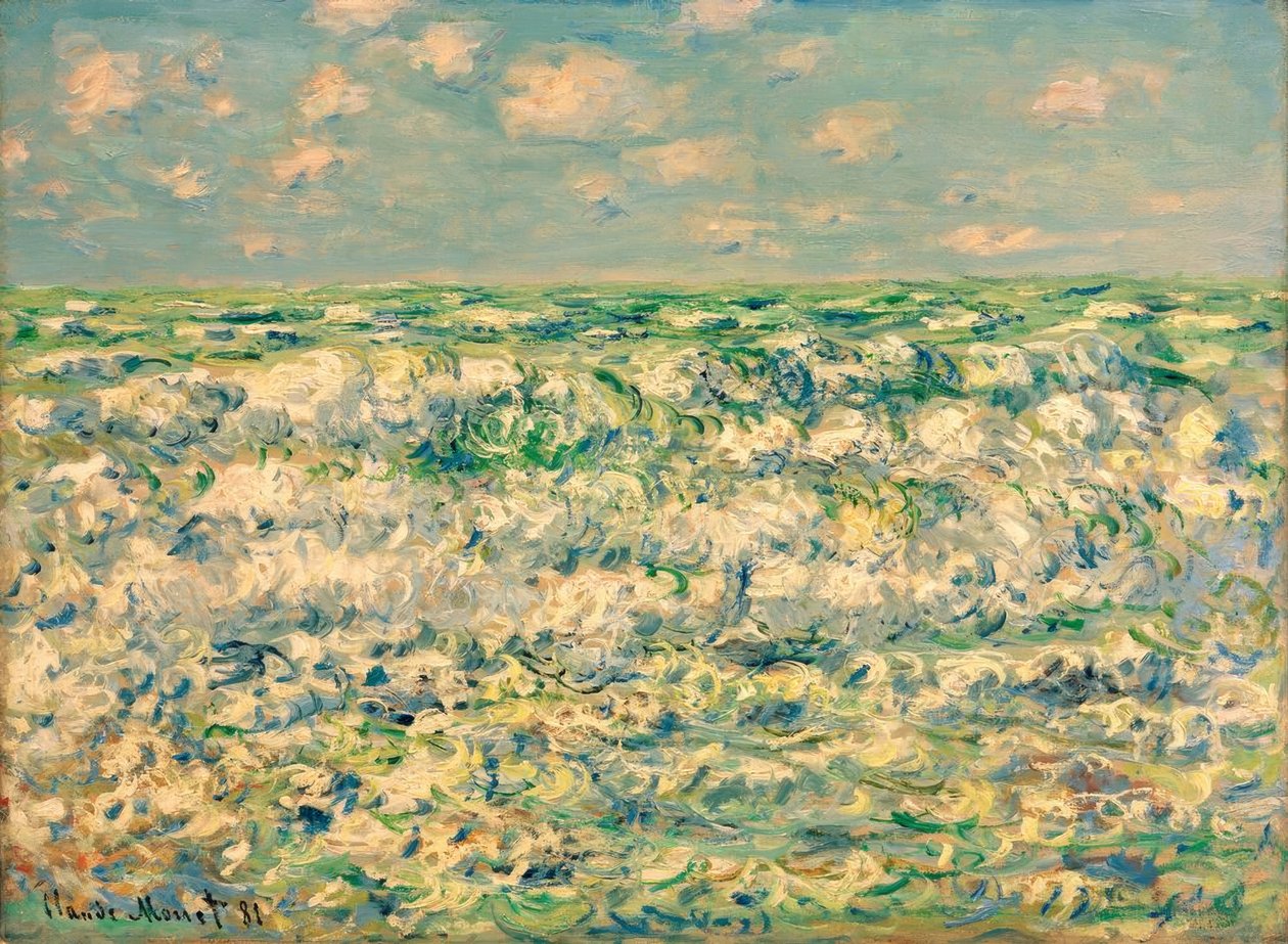 Olas rompiendo de Claude Monet