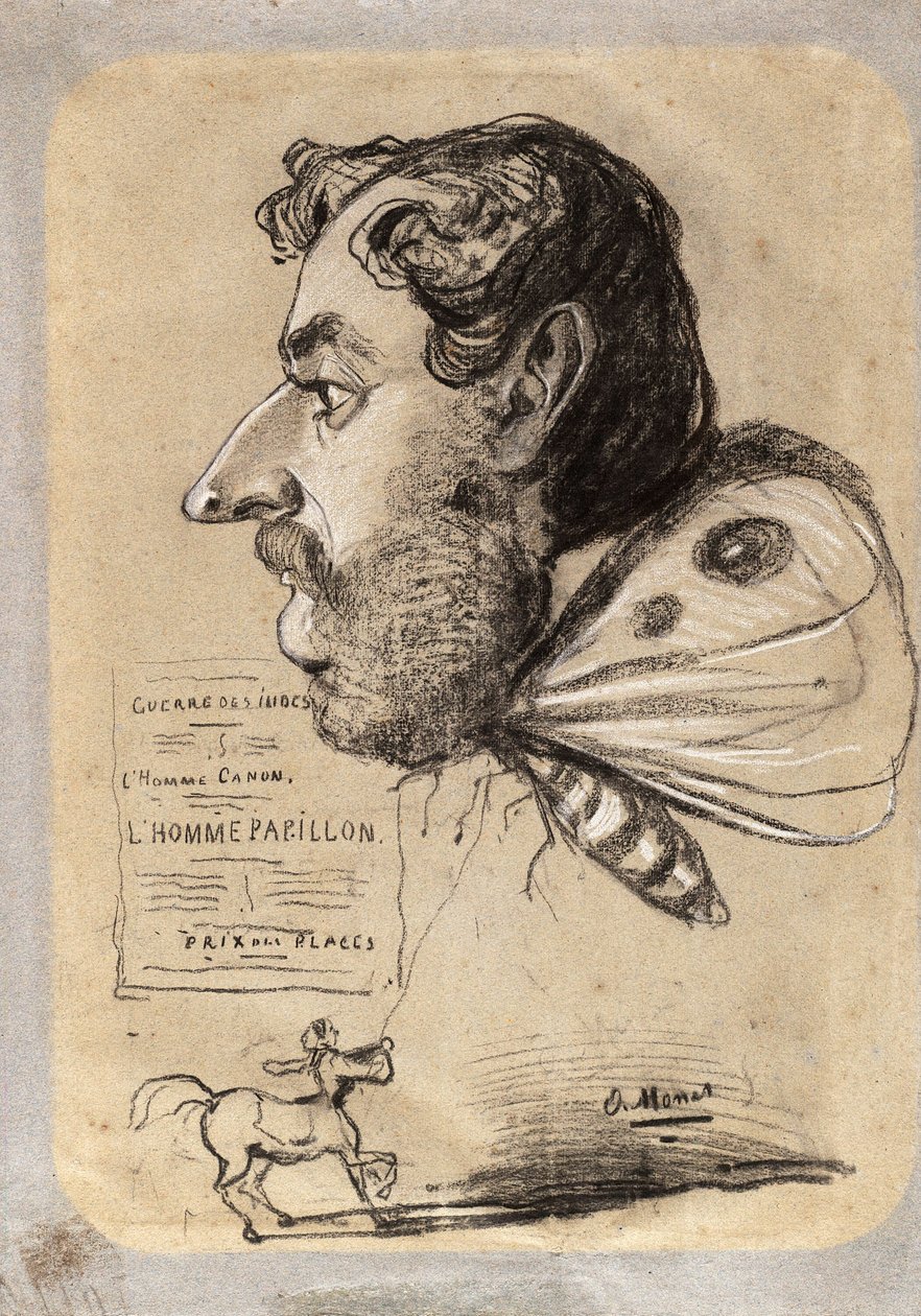 Caricatura de Jules Didier ("Hombre mariposa") de Claude Monet