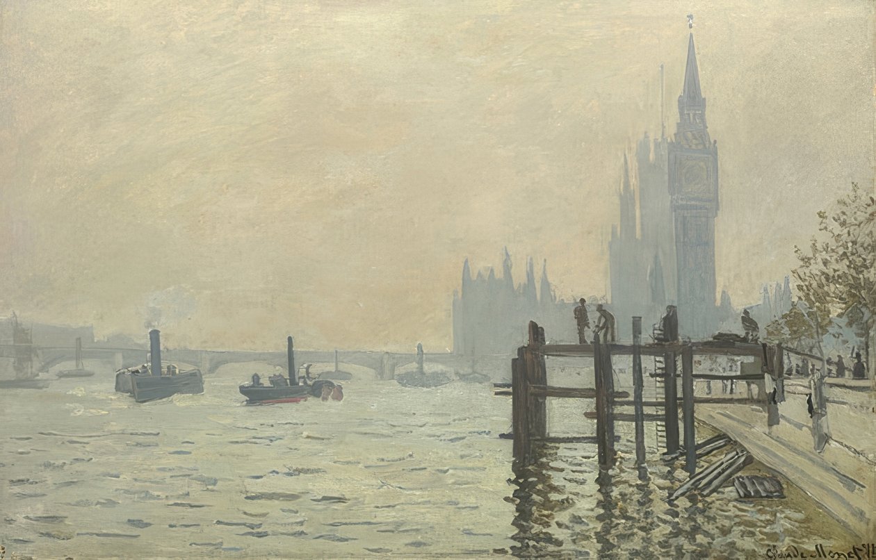 El Támesis en Westminster. Alrededor de 1871 de Claude Monet