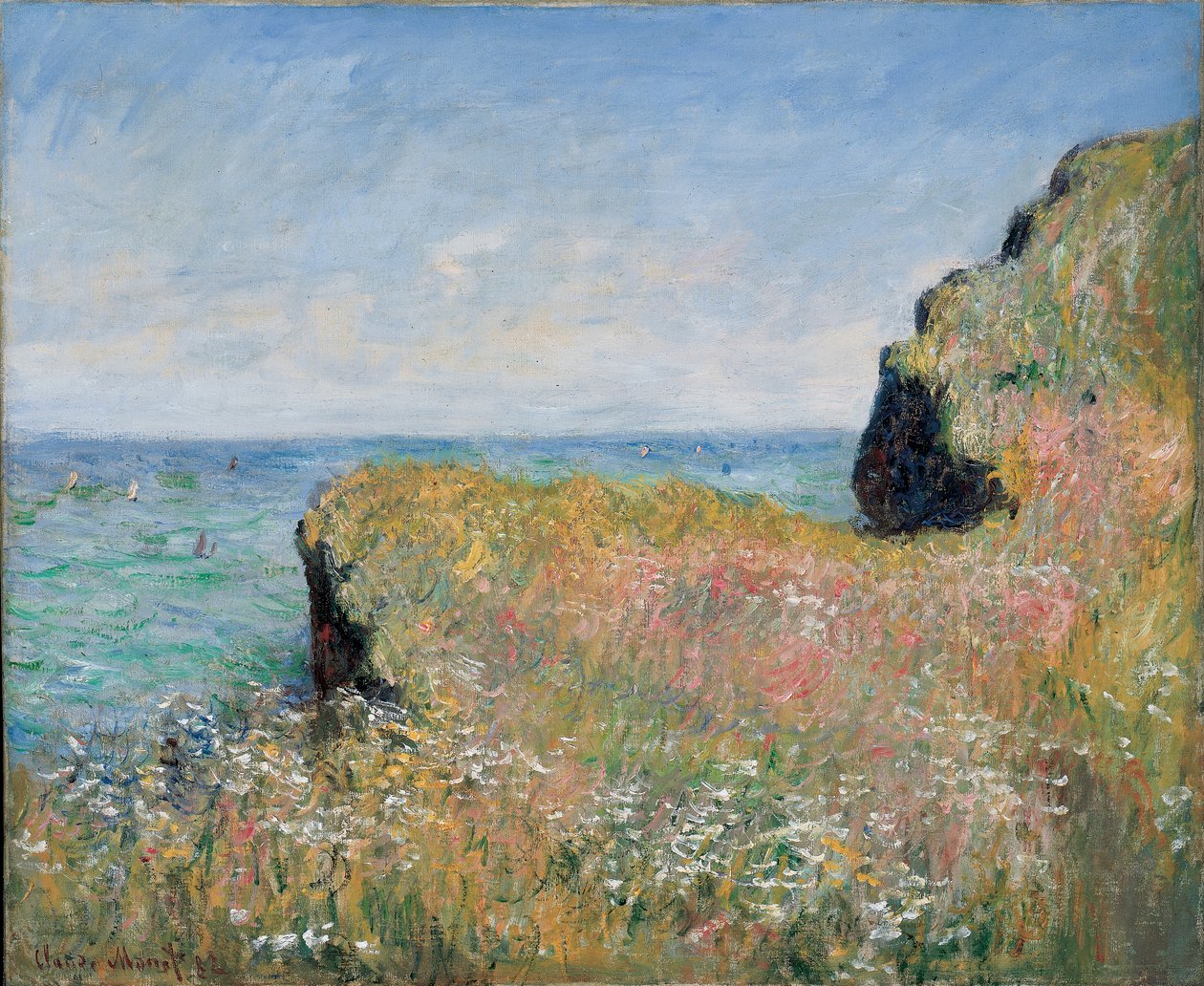 Al borde del acantilado, Pourville de Claude Monet