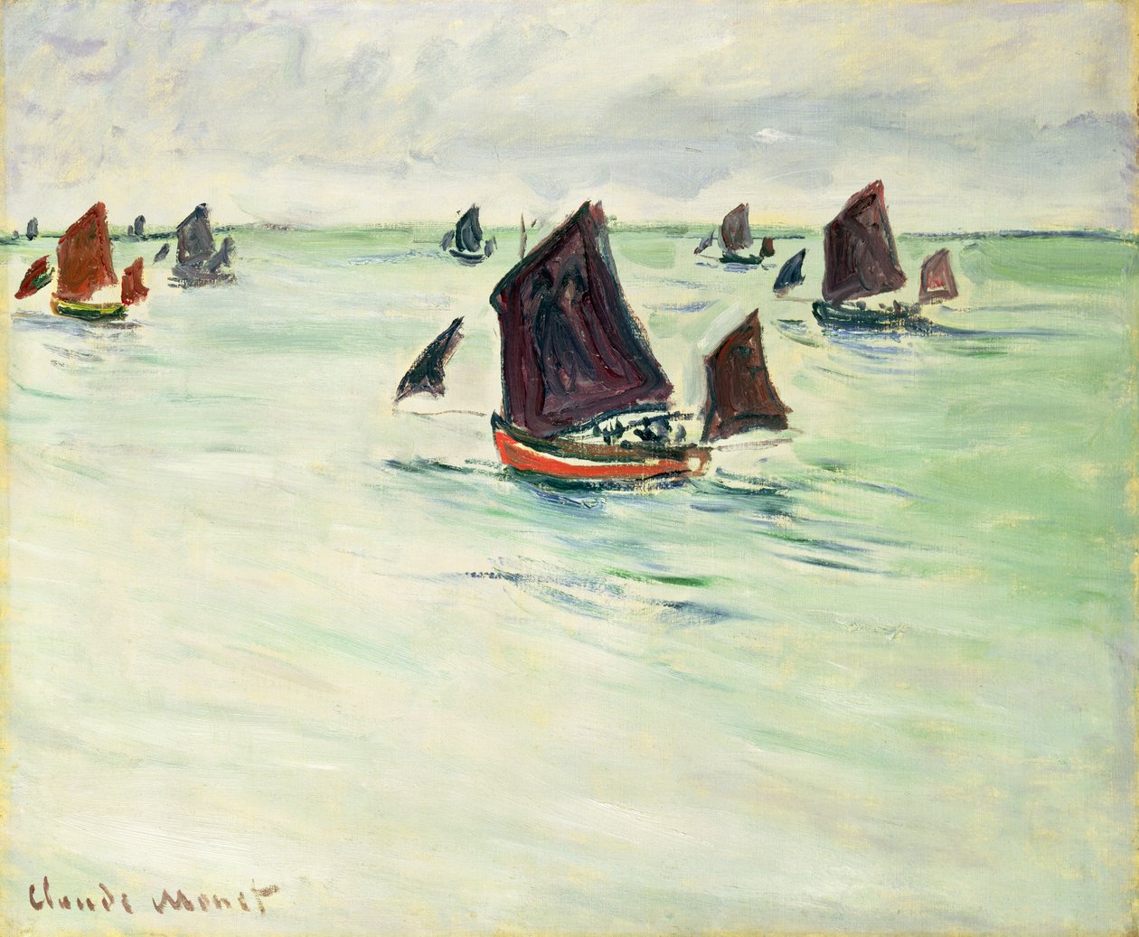 Barcos de pesca en el gran Pourville, 1882 de Claude Monet
