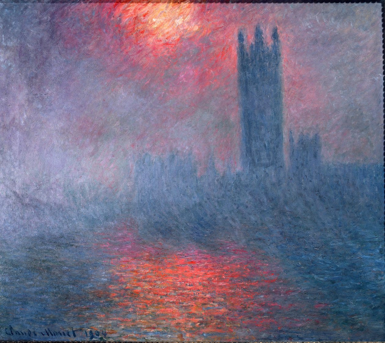 Londres, Parlamento, sol en la niebla de Claude Monet