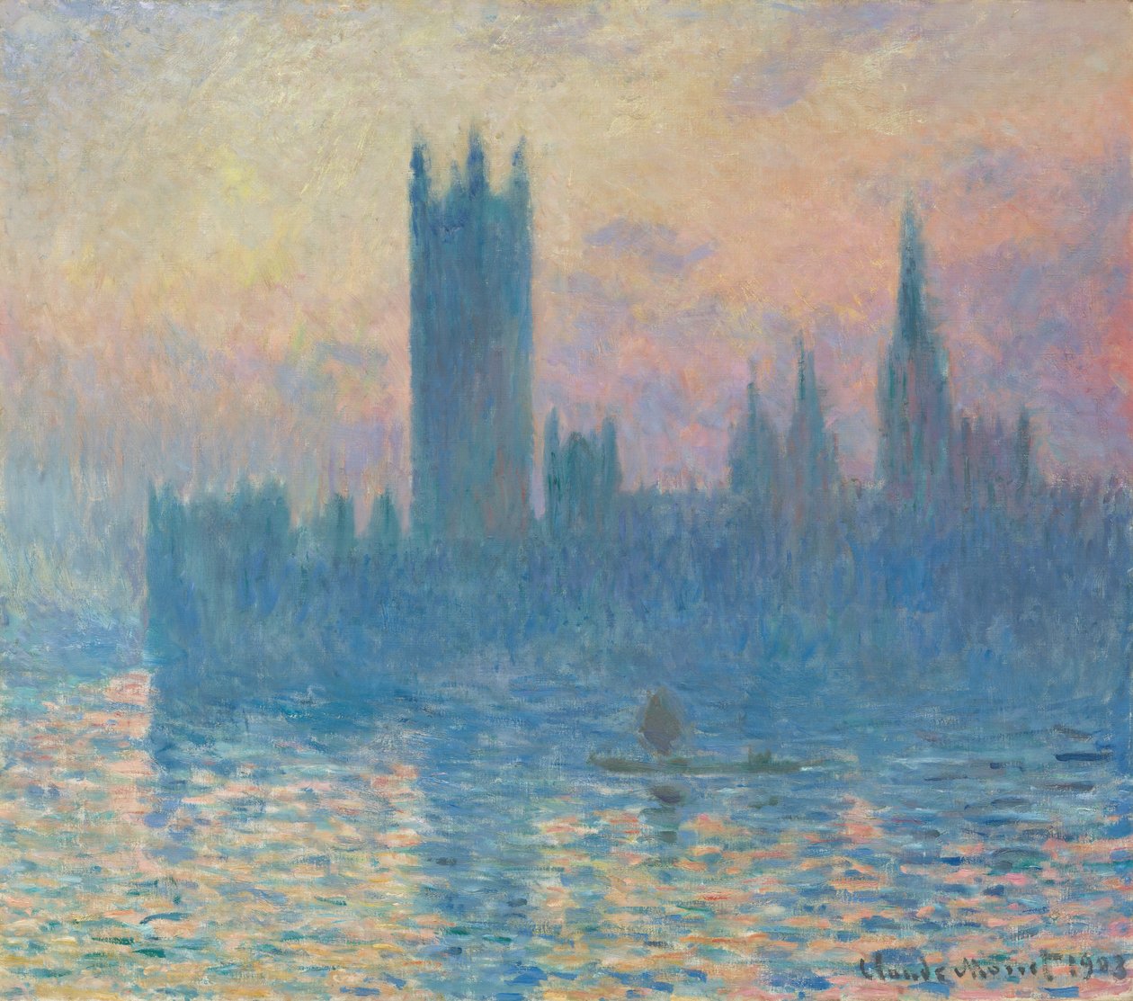 Las Casas del Parlamento, atardecer, 1903 de Claude Monet