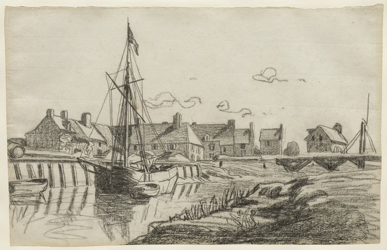 El puerto en Touques, c.1864 de Claude Monet