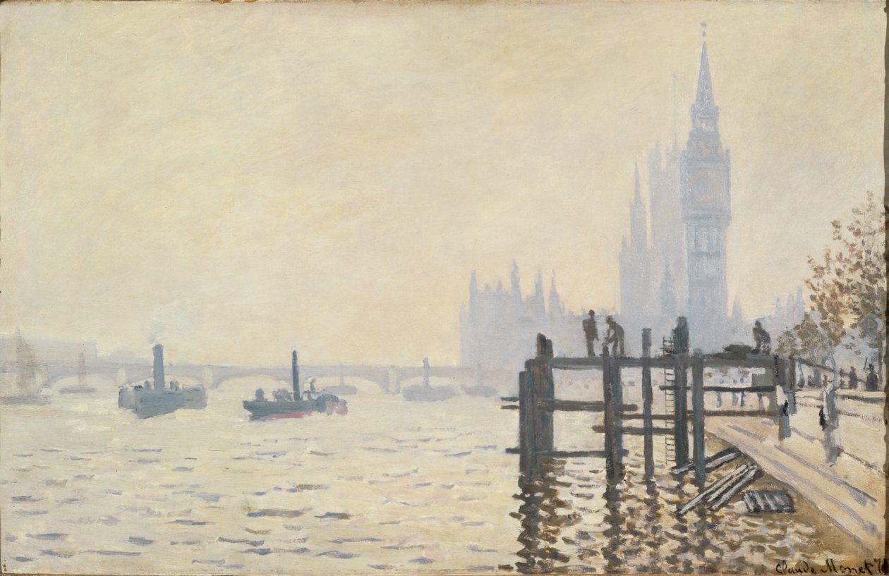 El Támesis bajo Westminster ... (óleo sobre lienzo) de Claude Monet