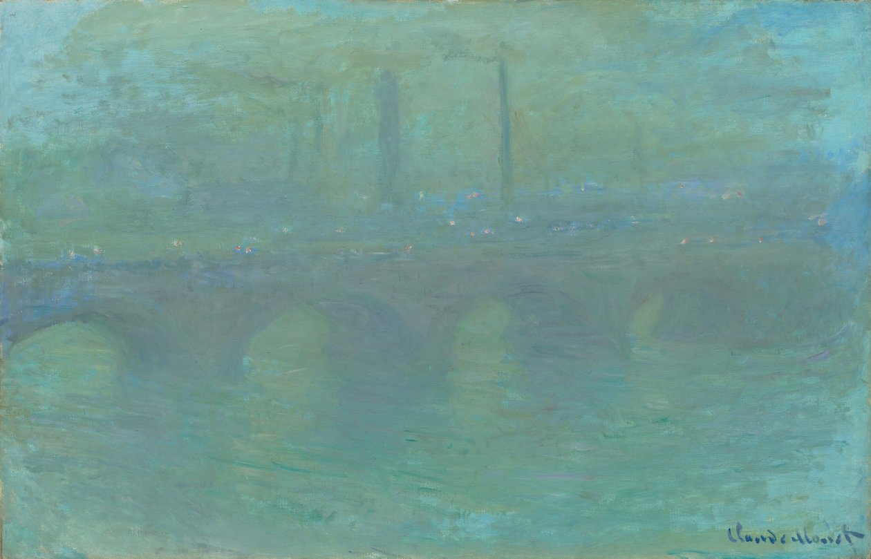 Puente de Waterloo, Londres, al anochecer, 1904 de Claude Monet