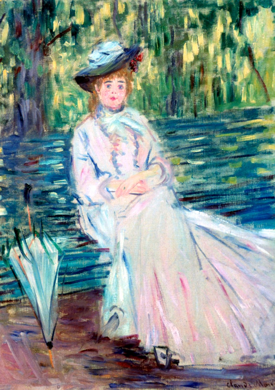 Mujer sentada en un banco, c. 1874 de Claude Monet