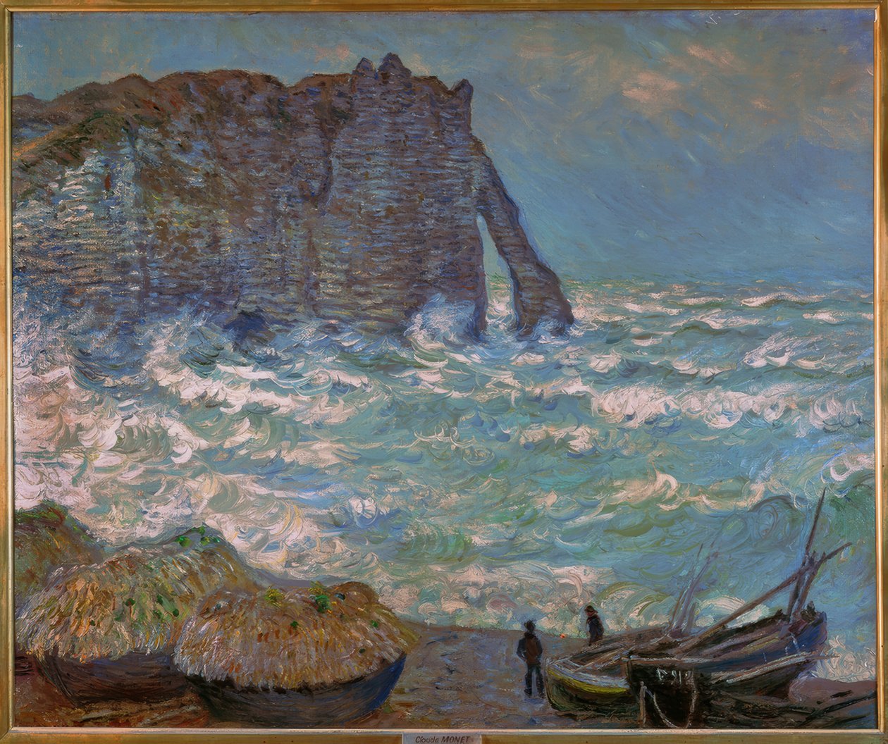 Étretat, mar agitado de Claude Monet