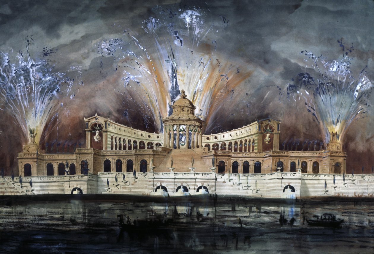 Fuegos artificiales, c.1800-1850 (dibujo) de Claude Ruggieri