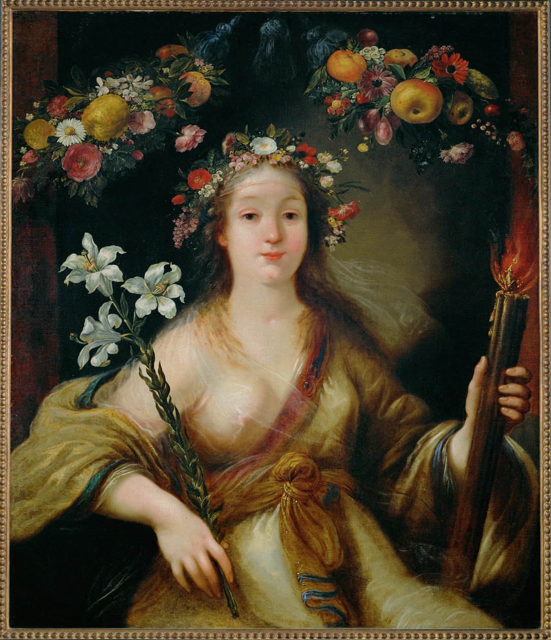 Flora ... (pintura sobre lienzo) de Claude Vignon