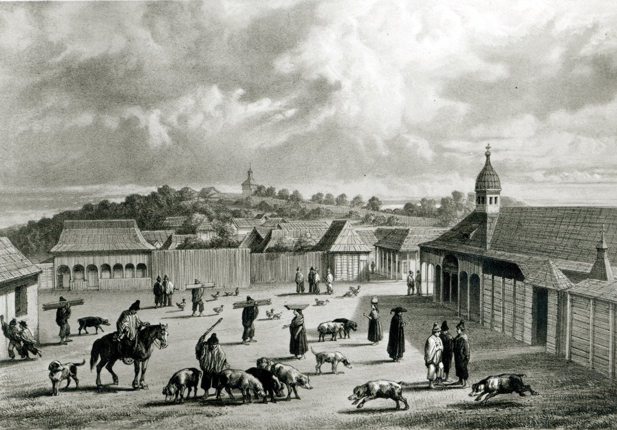 Plaza de San-Carlos de Chiloé, 1835 de Claudio Gay