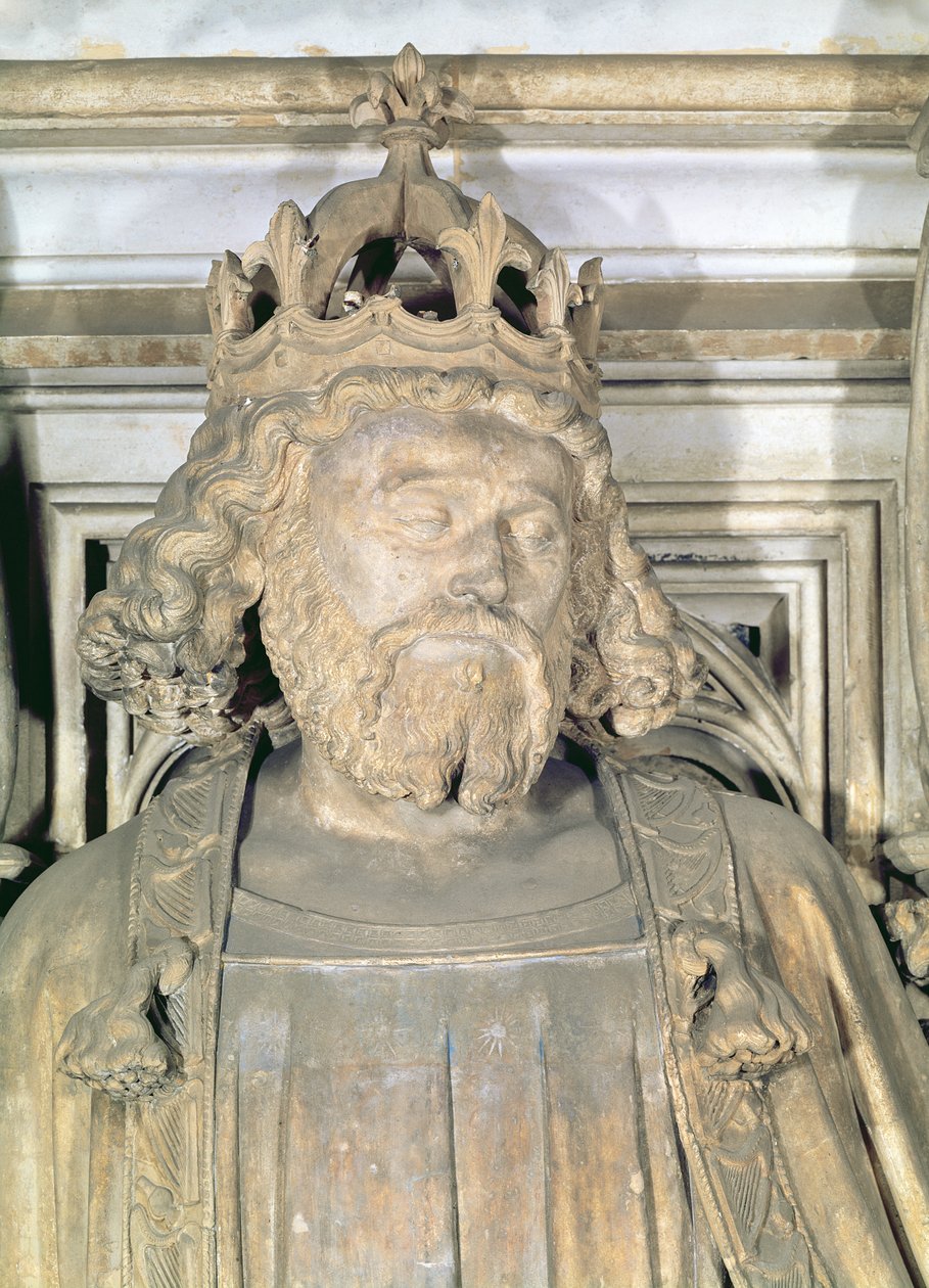 Rey David, (detalle) del pedestal hexagonal del Pozo de Moisés, 1395-1404 de Claus and Malouel, Jean Sluter