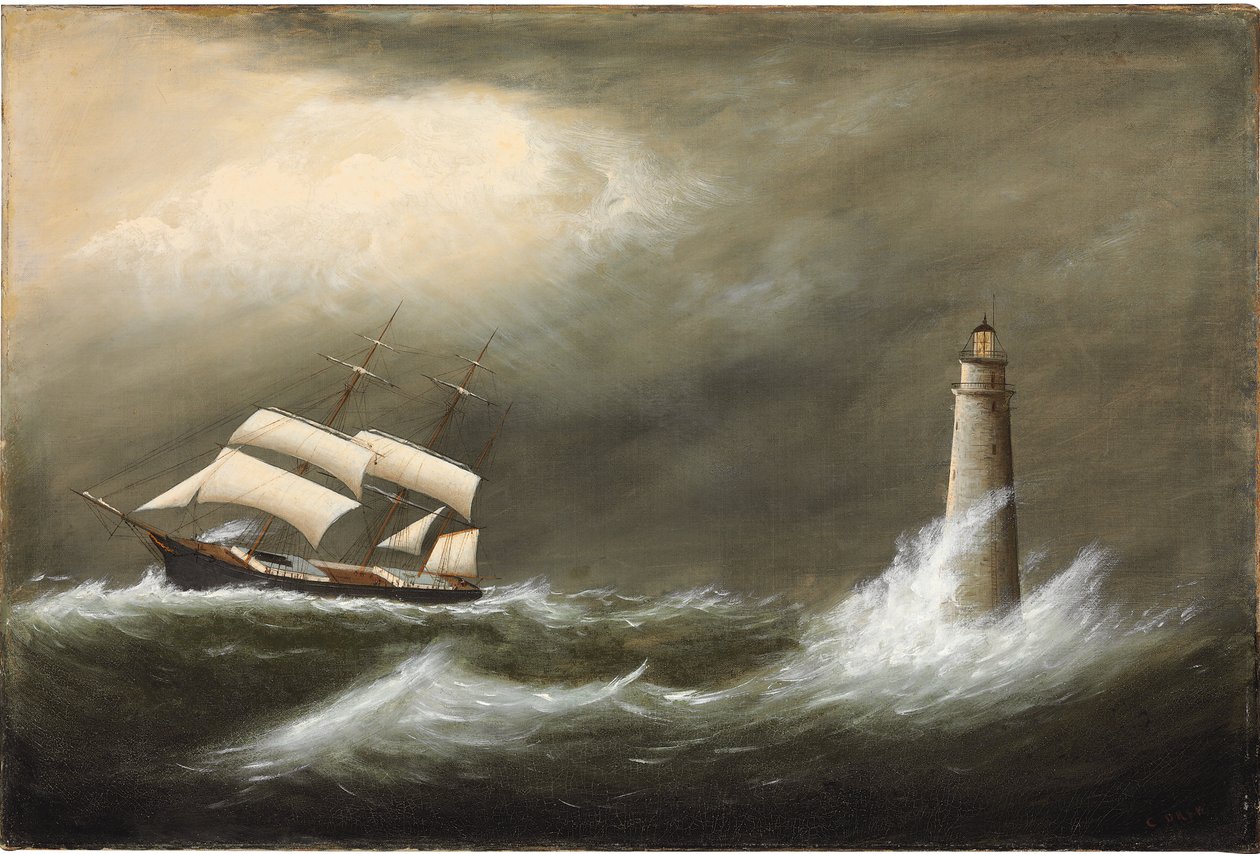 Barcos pasando la luz de Minot de Clement Drew