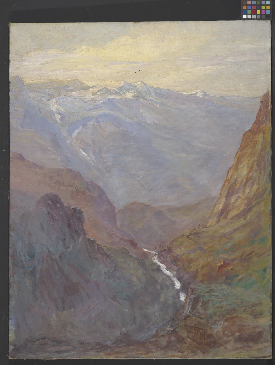 Escena de las Montañas Rocosas (óleo sobre lienzo) de Clifton Wheeler