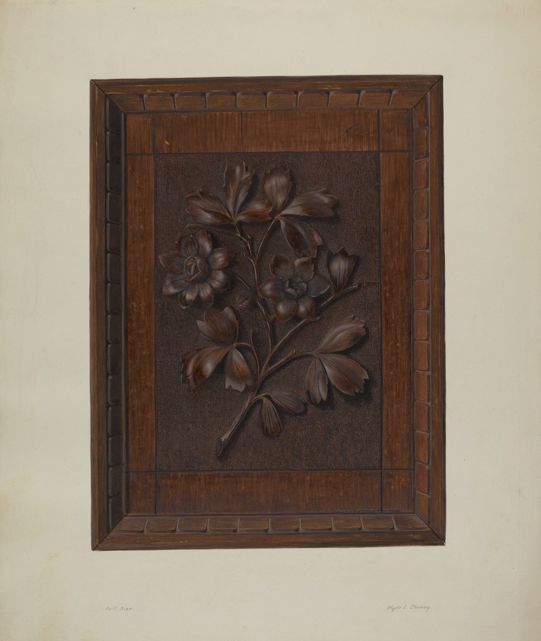Panel de Madera Tallada de Clyde L. Cheney