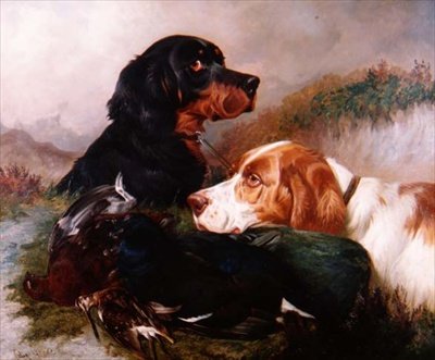 Perros de caza con la presa del día de Colin Graeme