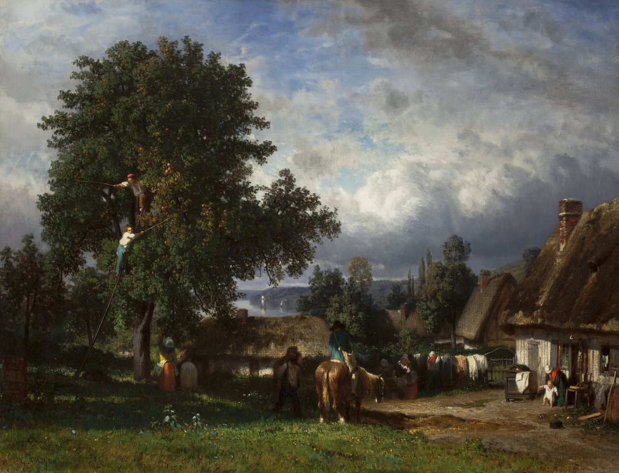 Cosecha de manzanas en Normandía, 1835-65 de Constant Emile Troyon