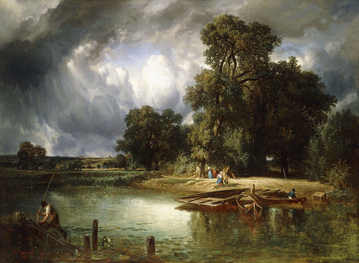 El cruce del ferry, 1849 de Constant Emile Troyon
