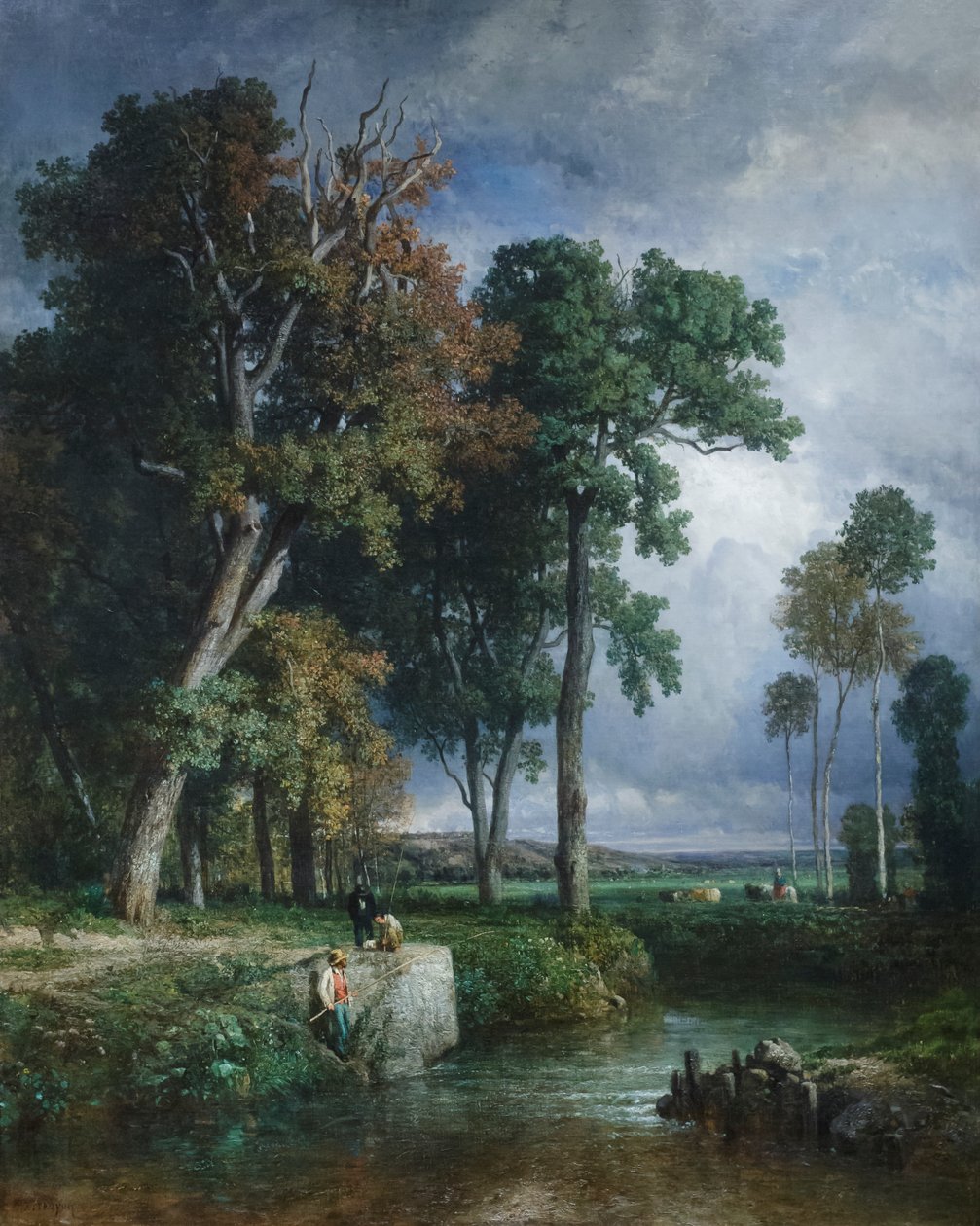 Los pescadores, c.1850 (óleo sobre lienzo) de Constant Emile Troyon