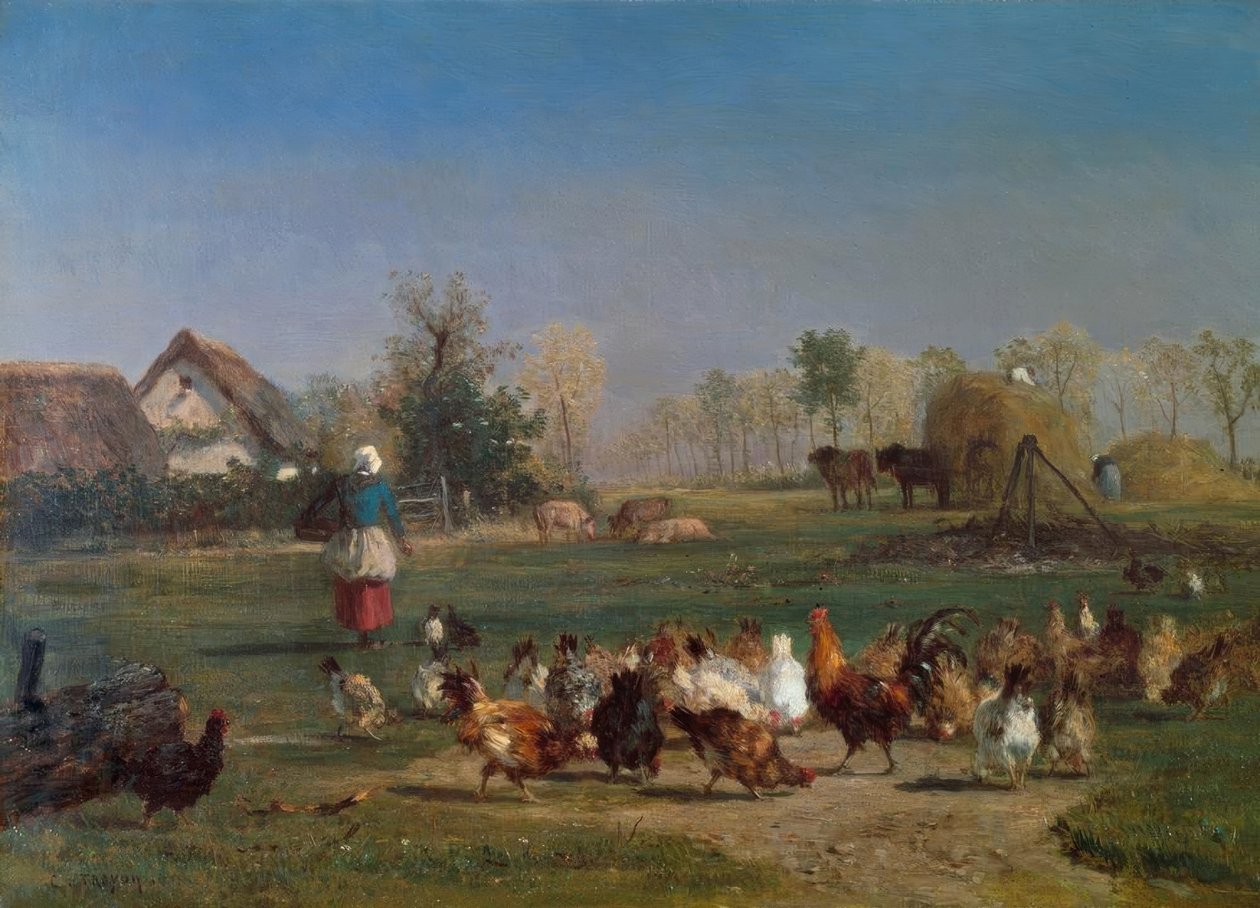 Alimentando a las gallinas de Constant Troyon