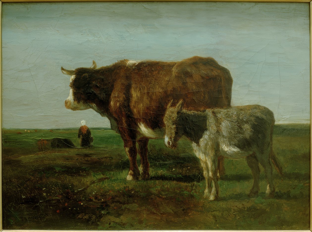 Vaca con burro de Constant Troyon