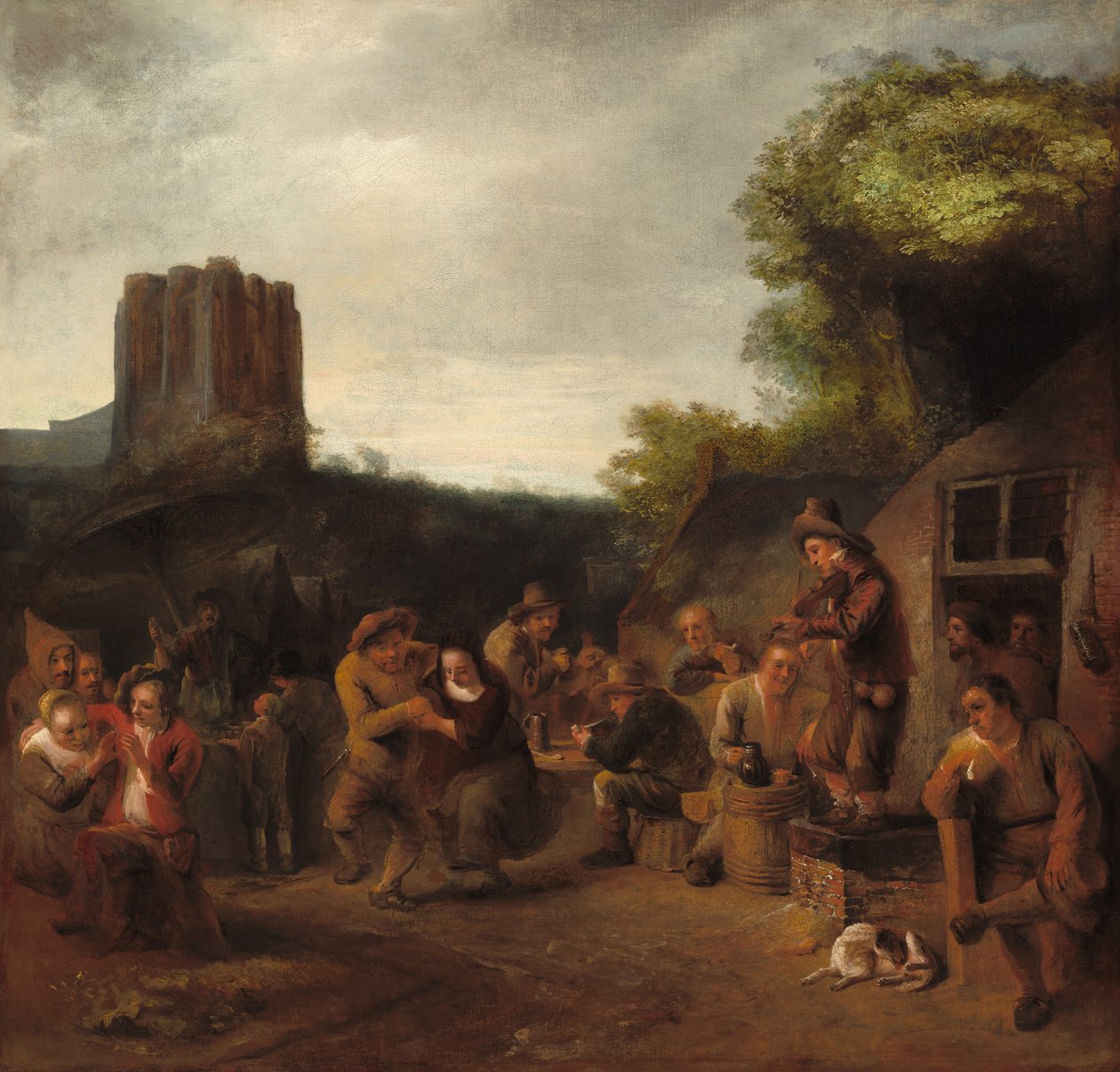 Convivialidad cerca de la posada, principios de 1650s de Constantijn van Renesse