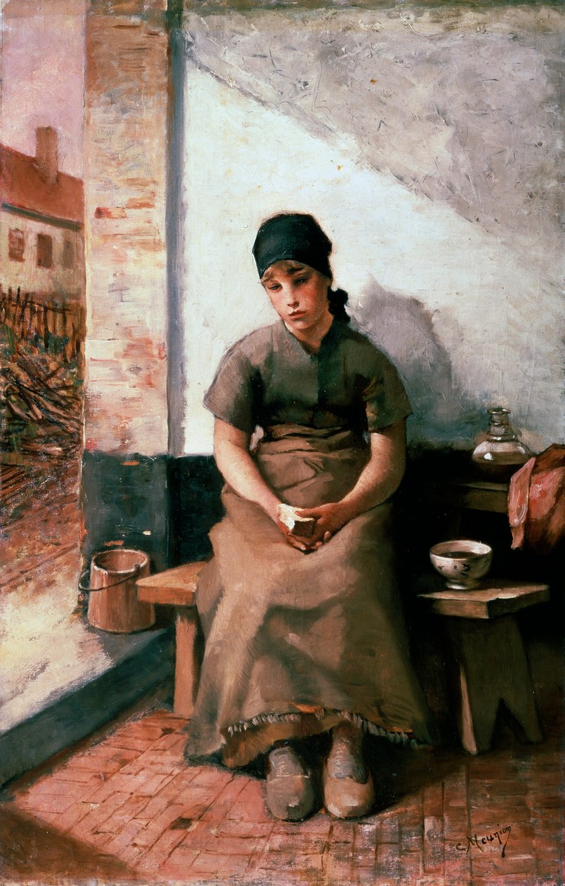 El desayuno de la sirvienta, 1880s de Constantin Emile Meunier