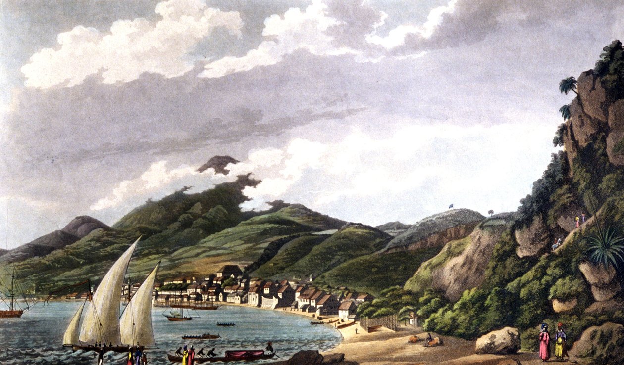 Vista de la bahía de Saint-Pierre en Martinica de Cooper (after) Willyams