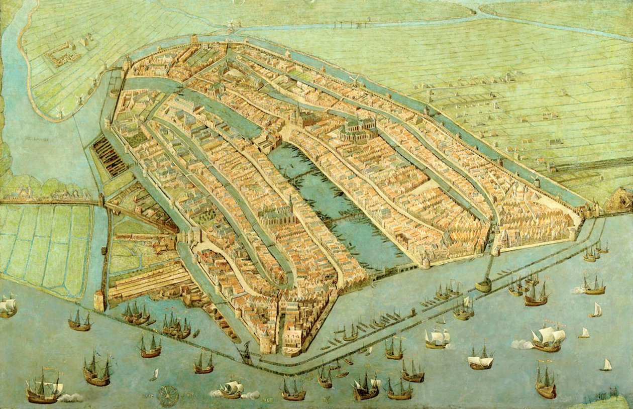Ámsterdam a vista de pájaro de Cornelis Anthonisz.