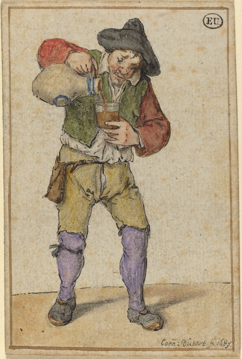 Campesino Llenando un Vaso de Cornelis Dusart