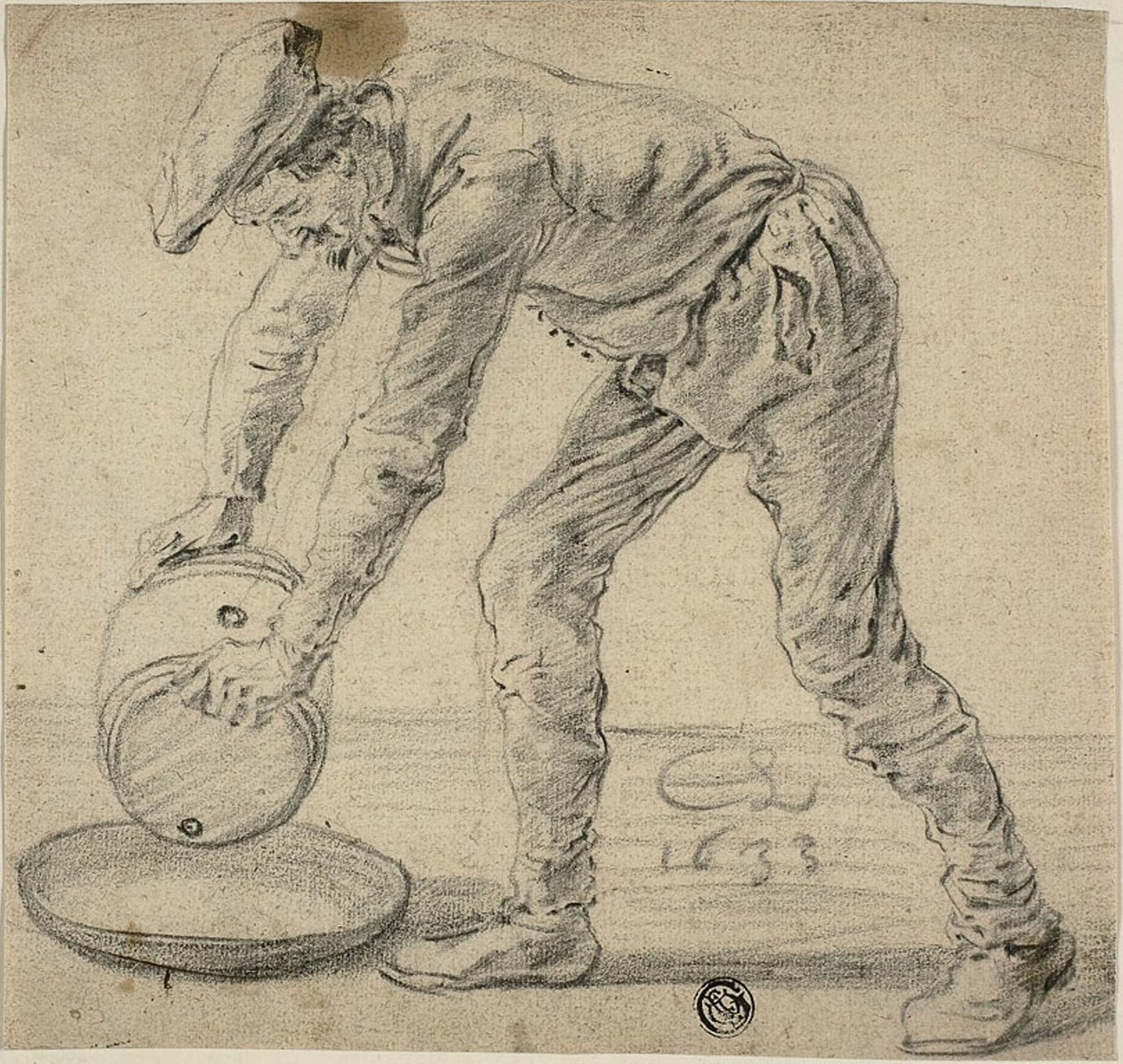 Hombre con un barril de Cornelis Saftleven