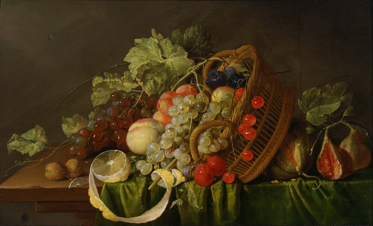 Bodegón con cesta de fruta. de Cornelis de Heem