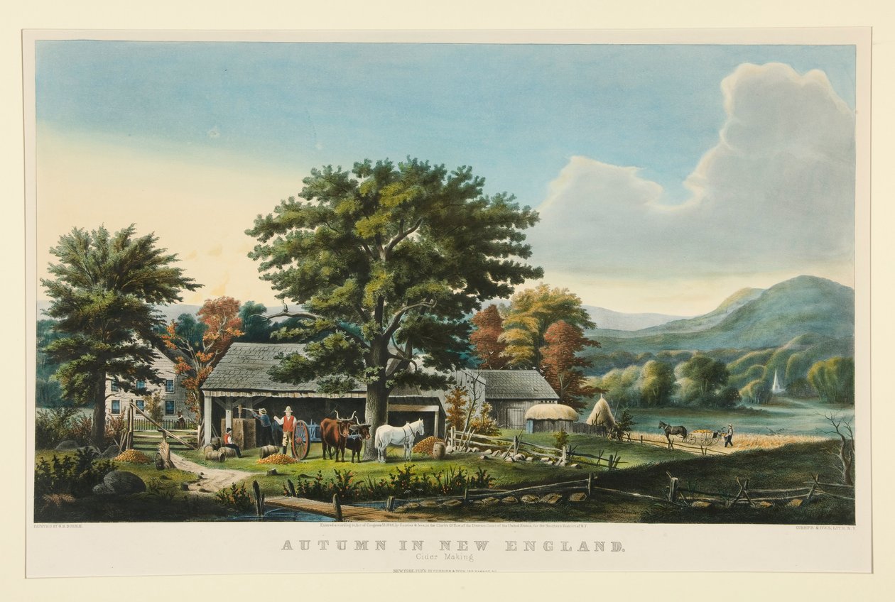 Otoño en Nueva Inglaterra: fabricación de sidra de Currier and Ives