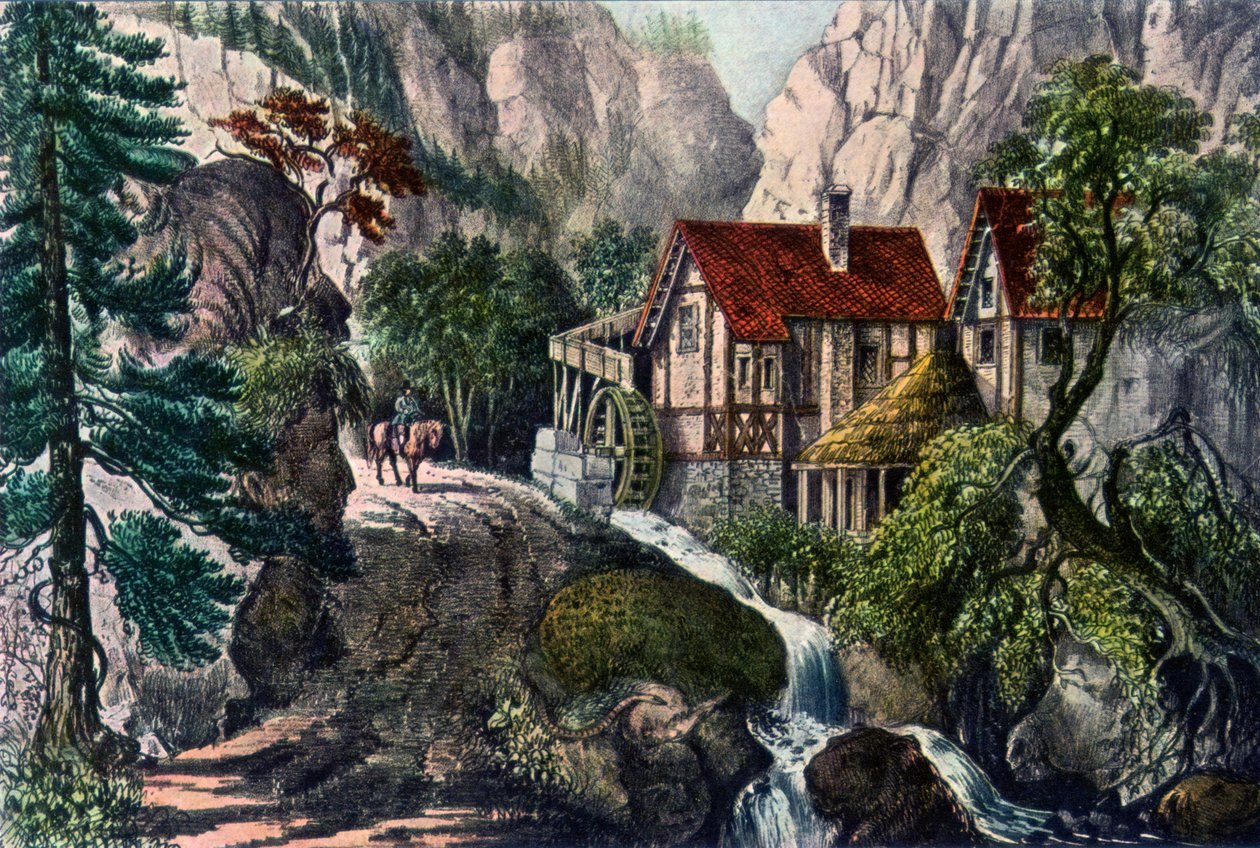 Viejo Molino Suizo, 1872 de Currier and Ives