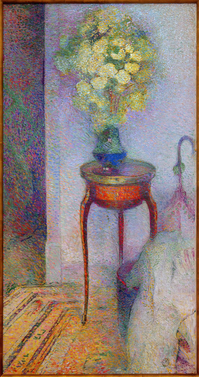 Interior con flores en una mesa Imperio de Curt Herrmann