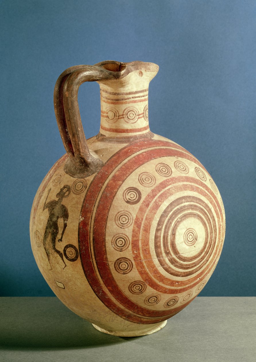 Oinochoe decorada con círculos concéntricos de Cypriot