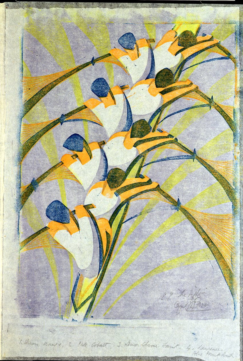 Los ocho, c.1930 (linograbado) de Cyril Edward Power