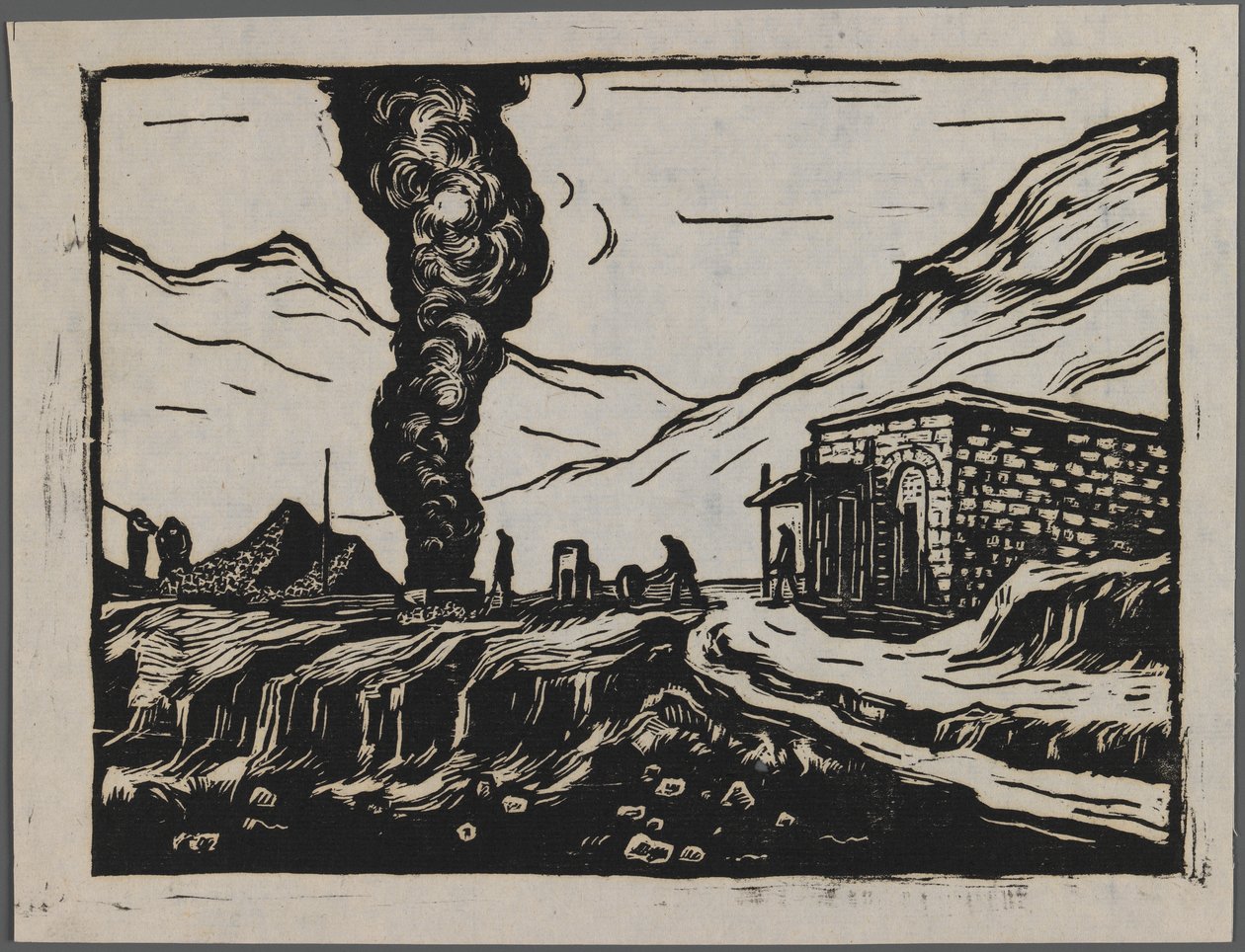 Refinería de acero, c.1945 (xilografía) de Dah Ma